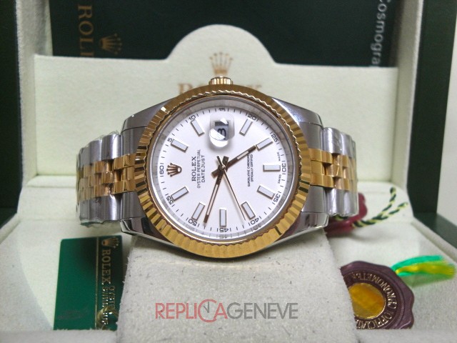 Rolex replica datejust acciaio oro giallo white dial barrette imitazione copia