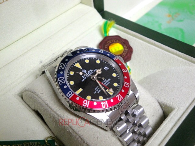 Rolex replica GMT master II vintage plexy 1675 rosso blu jubilèè orologio replica imitazione - immagine 2