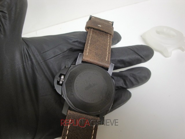 Officine Panerai replica luminor submersible pro-hunter pvd cinturino pelle orologio replica imitazione - immagine 5