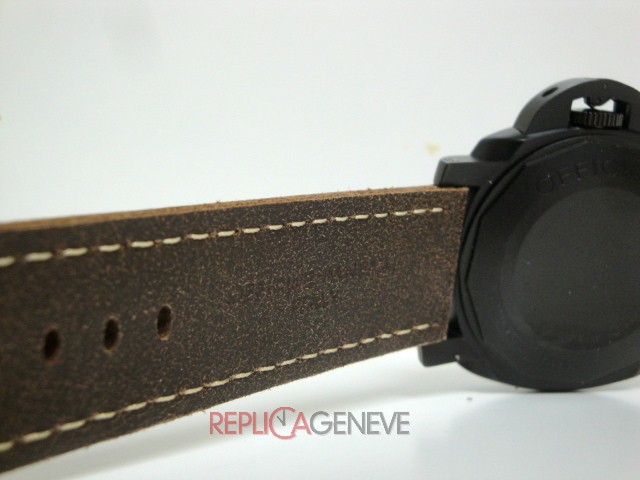 Officine Panerai replica luminor submersible pro-hunter pvd cinturino pelle orologio replica imitazione - immagine 8