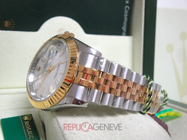 Rolex replica datejust acciaio oro giallo white dial barrette imitazione copia - immagine 9