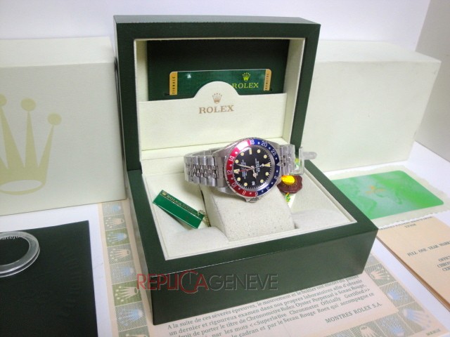 Rolex replica GMT master II vintage plexy 1675 rosso blu jubilèè orologio replica imitazione - immagine 7