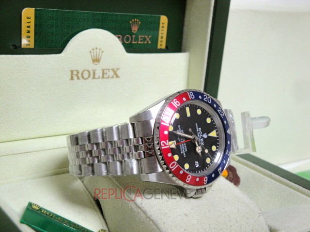 Rolex replica GMT master II vintage plexy 1675 rosso blu jubilèè orologio replica imitazione - immagine 8