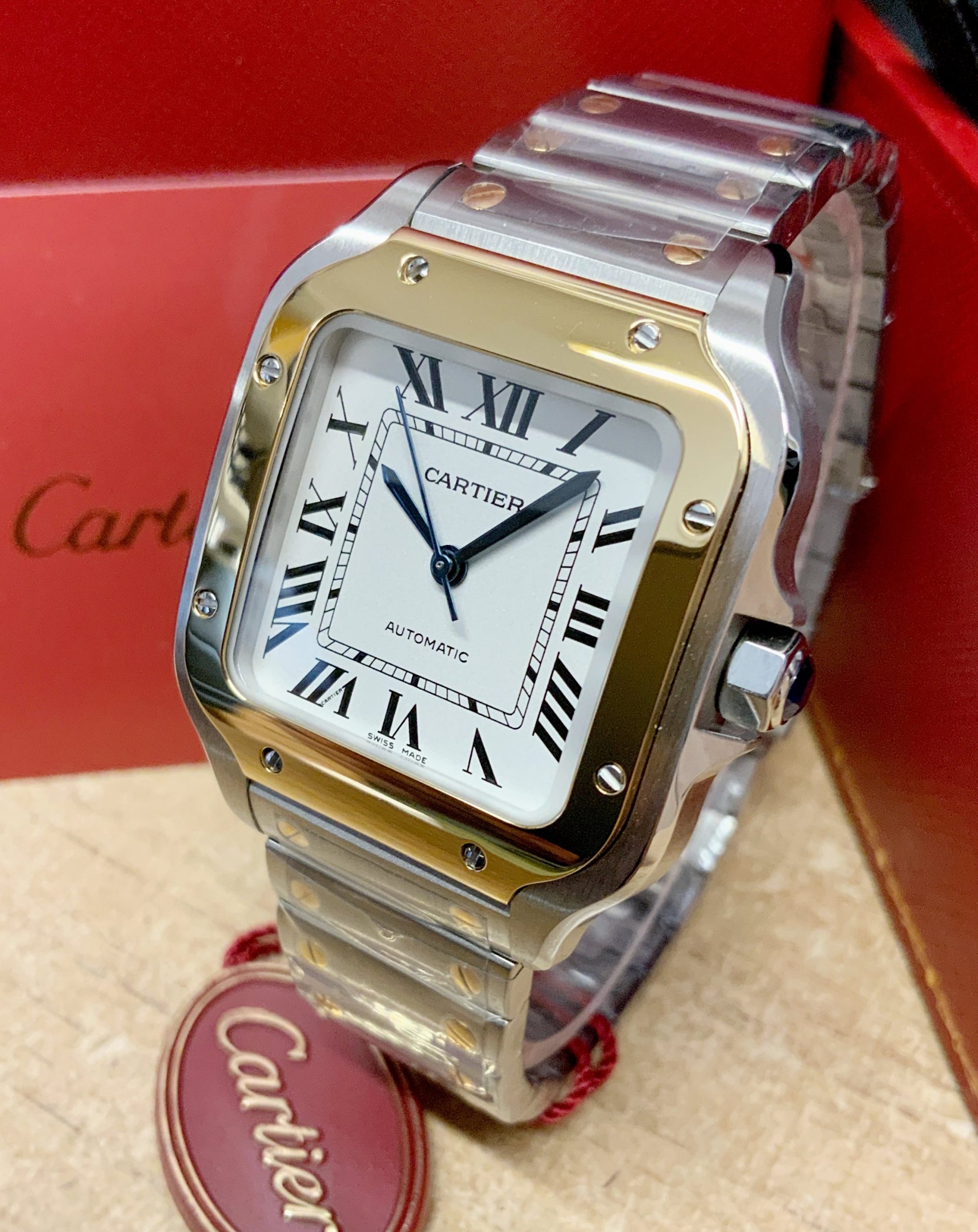 Cartier replica Santos De Cartier W2SA0007 Medium Size white dial - immagine 2