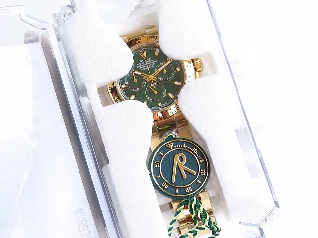 Rolex replica daytona 116508 oro giallo green dial john mayer - immagine 10