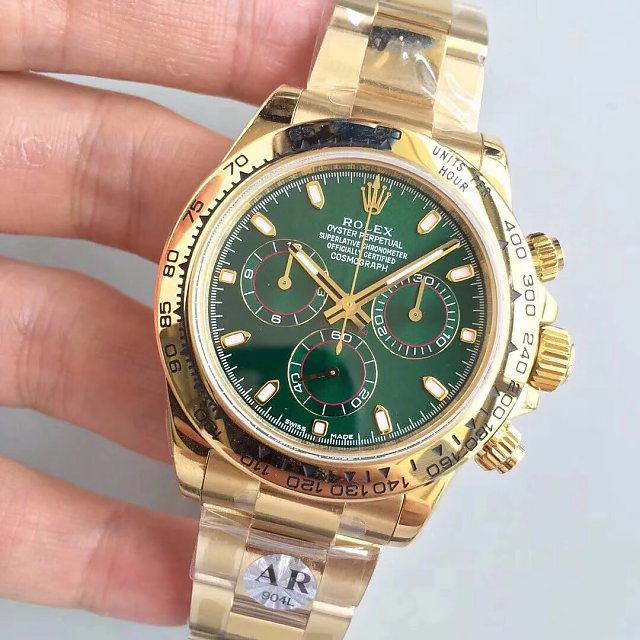 Rolex replica daytona 116508 oro giallo green dial john mayer - immagine 2