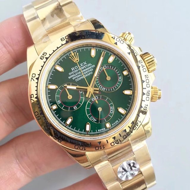 Rolex replica daytona 116508 oro giallo green dial john mayer - immagine 3