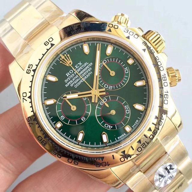 Rolex replica daytona 116508 oro giallo green dial john mayer - immagine 4