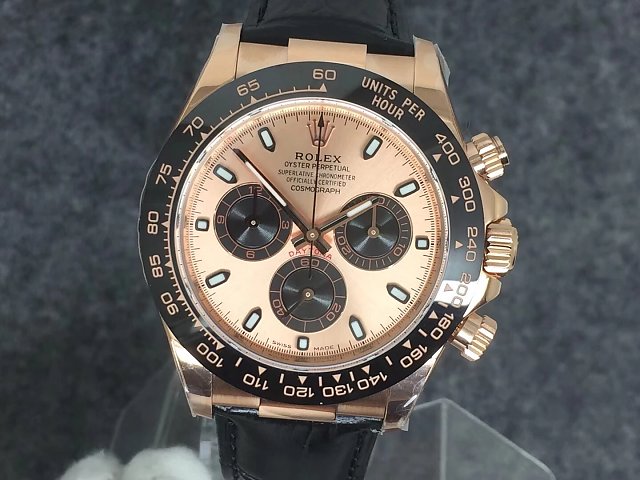 Rolex replica Daytona 116515 rose Gold Oysterflex rose dial - immagine 2