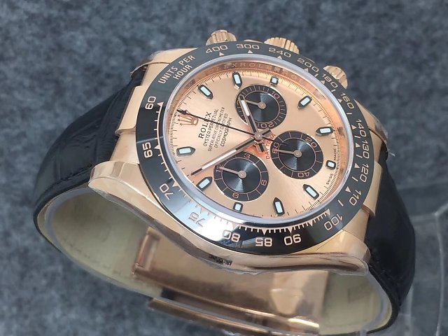 Rolex replica Daytona 116515 rose Gold Oysterflex rose dial - immagine 4