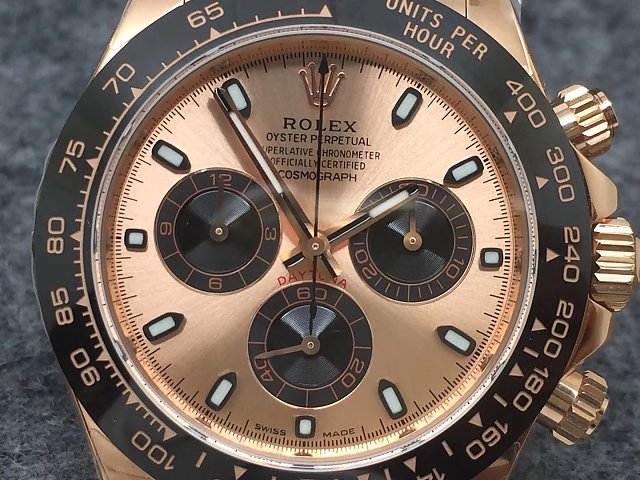 Rolex replica Daytona 116515 rose Gold Oysterflex rose dial - immagine 7