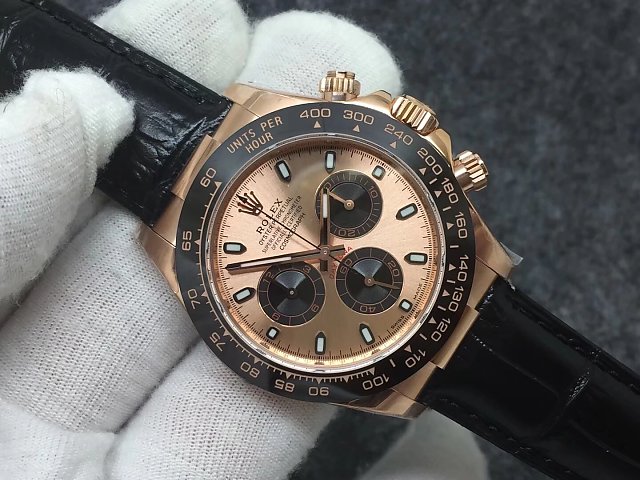 Rolex replica Daytona 116515 rose Gold Oysterflex rose dial - immagine 8