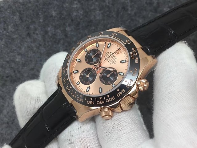 Rolex replica Daytona 116515 rose Gold Oysterflex rose dial - immagine 9