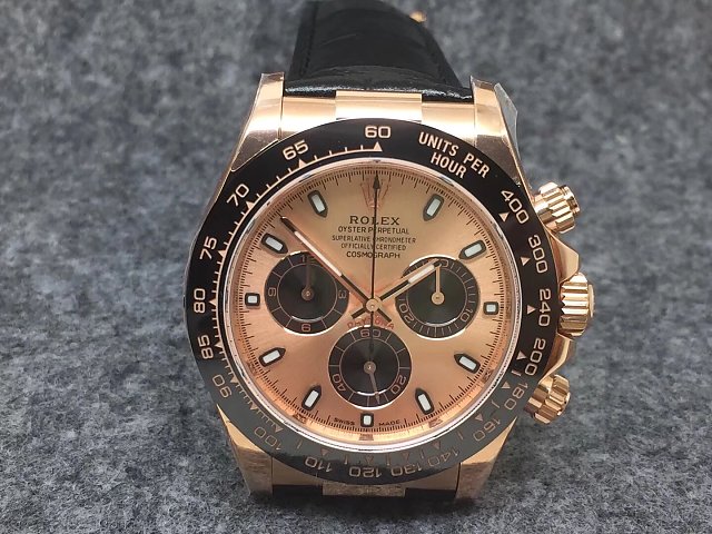 Rolex replica Daytona 116515 rose Gold Oysterflex rose dial