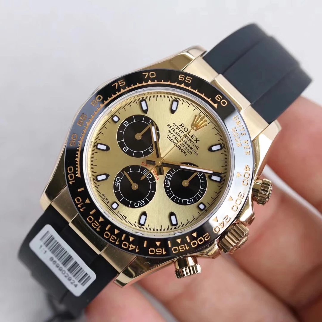 Rolex replica Daytona 116518LN yellow Gold Oysterflex pikachu dial - immagine 3