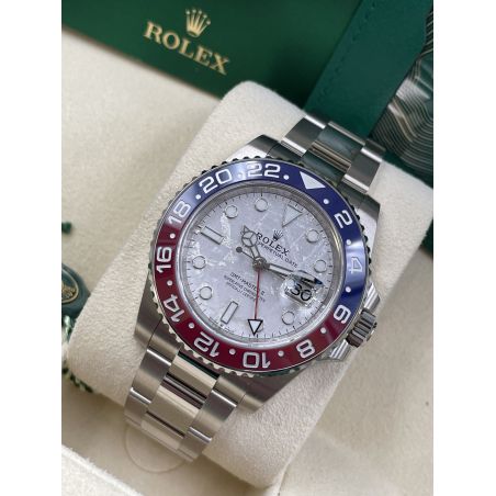Rolex replica GMT Master II 126719BLRO White Gold Pepsi Meteorite dial - immagine 6