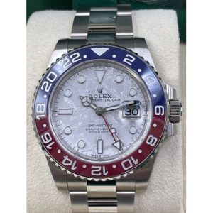 Rolex replica GMT Master II 126719BLRO White Gold Pepsi Meteorite dial