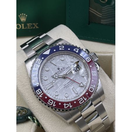 Rolex replica GMT Master II 126719BLRO White Gold Pepsi Meteorite dial - immagine 7