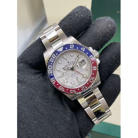 Rolex replica GMT Master II 126719BLRO White Gold Pepsi Meteorite dial - immagine 8