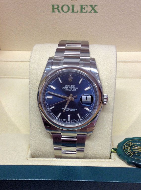 Rolex replica datejust 116200 36mm blue baton oyster