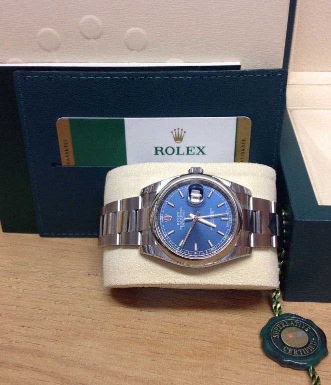 Rolex replica datejust 116200 36mm blue baton oyster - immagine 2