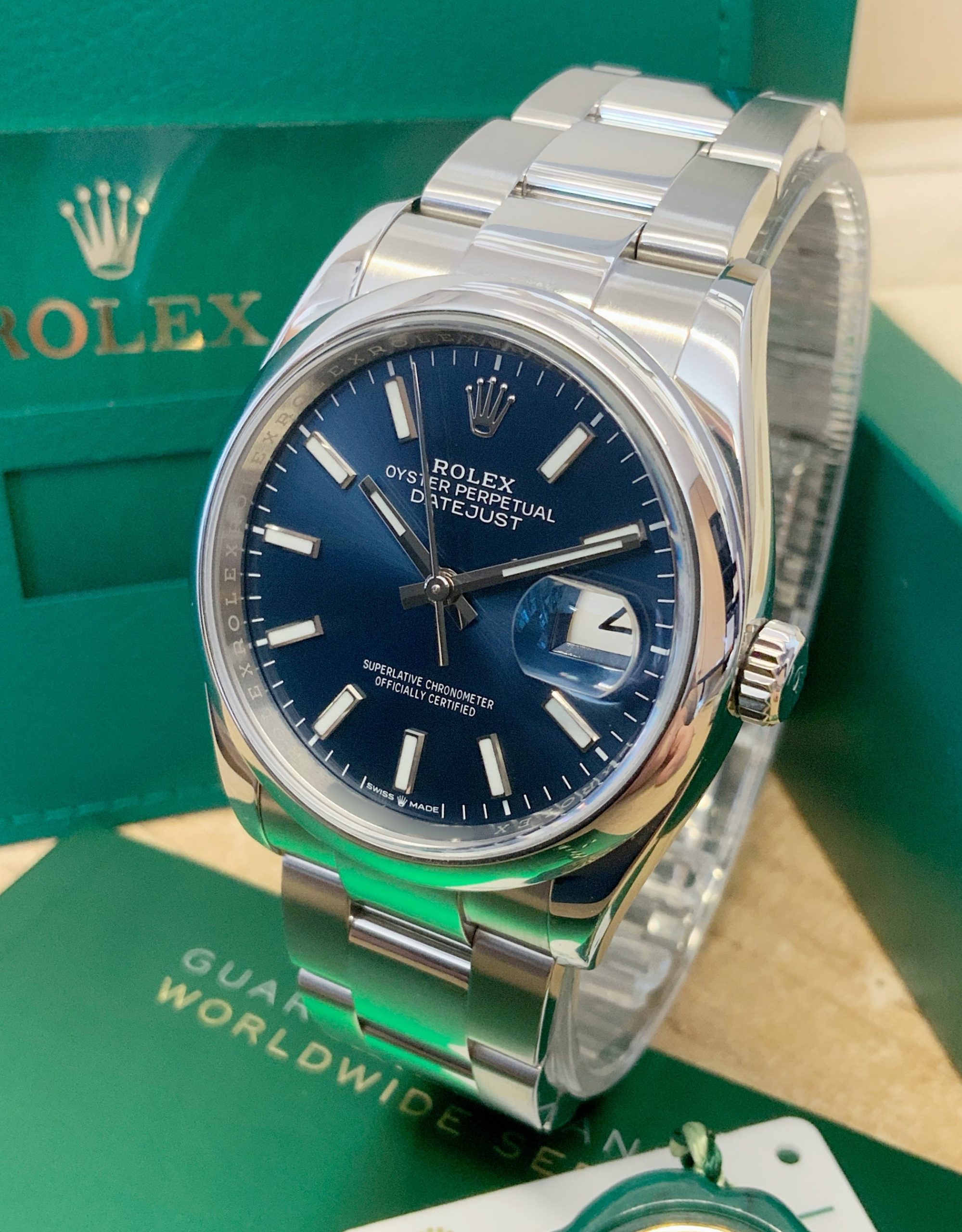 Rolex replica Datejust 36 126200 Blue Baton Dial oyster - immagine 2