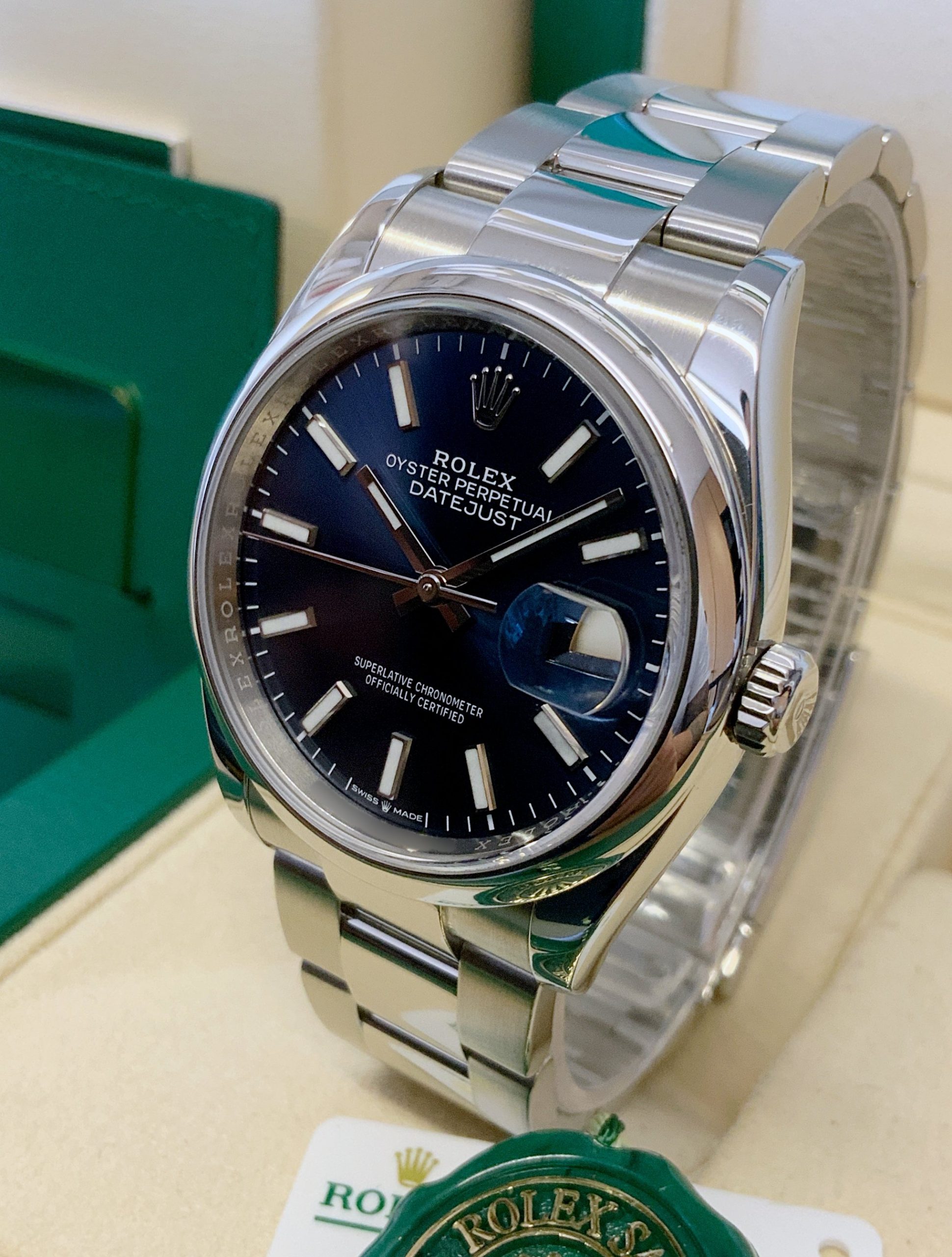 Rolex replica Datejust 36 126200 Blue Baton Dial oyster - immagine 3