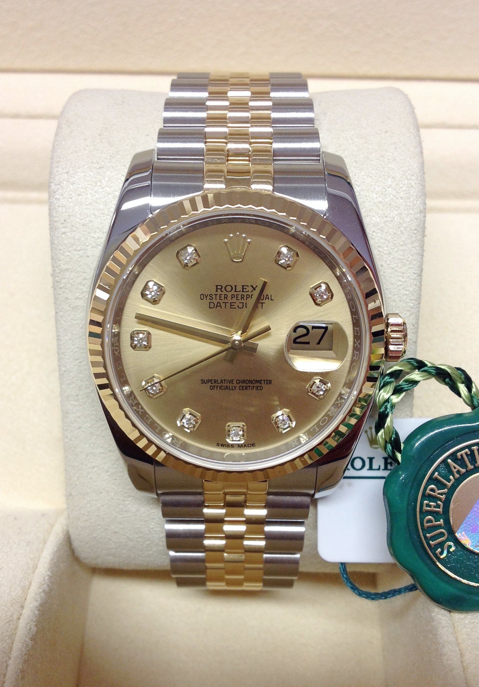 Rolex replica Datejust 36mm 116233 Champagne Diamond