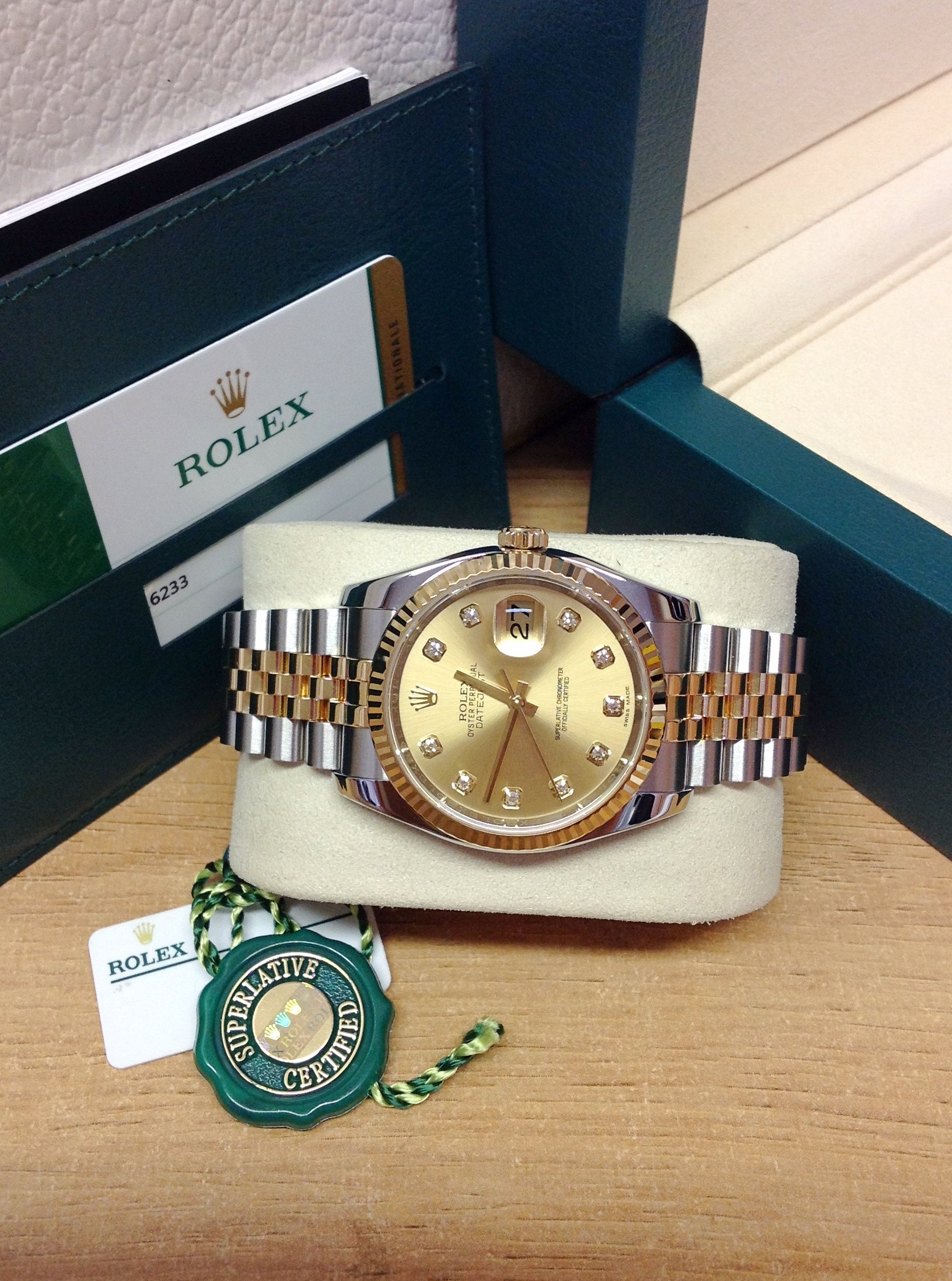 Rolex replica Datejust 36mm 116233 Champagne Diamond - immagine 2
