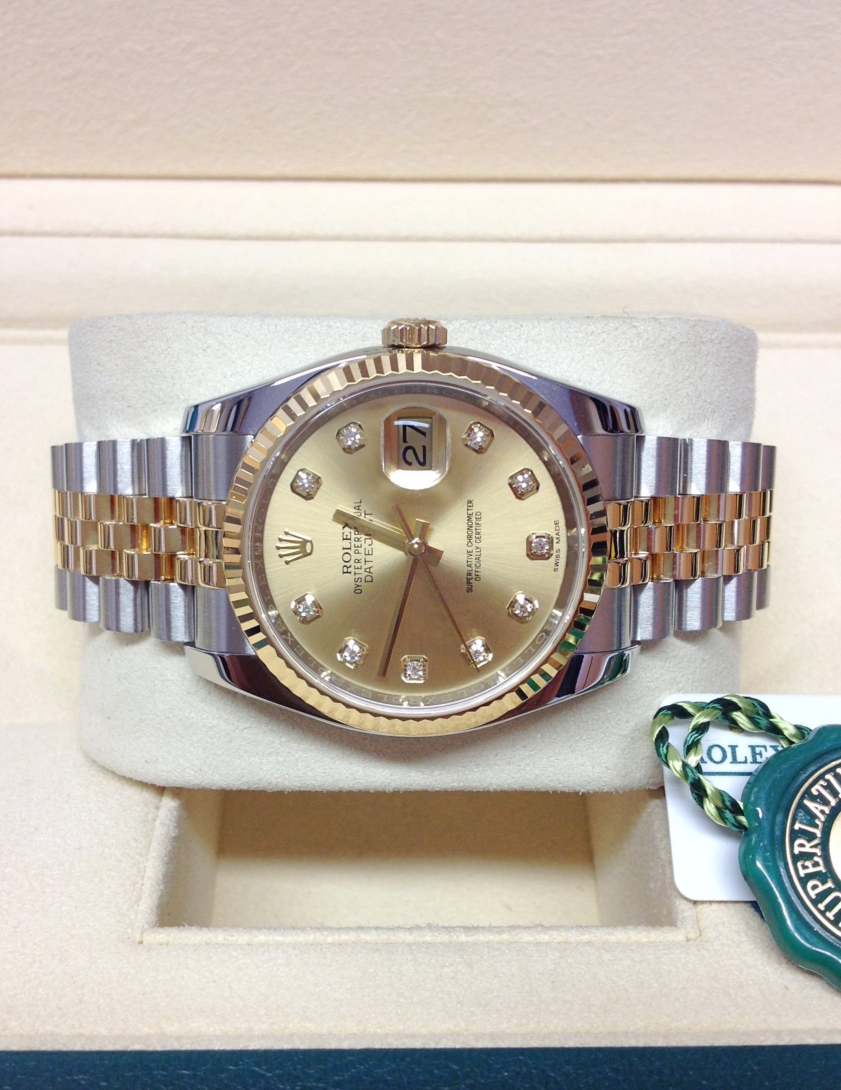 Rolex replica Datejust 36mm 116233 Champagne Diamond - immagine 5