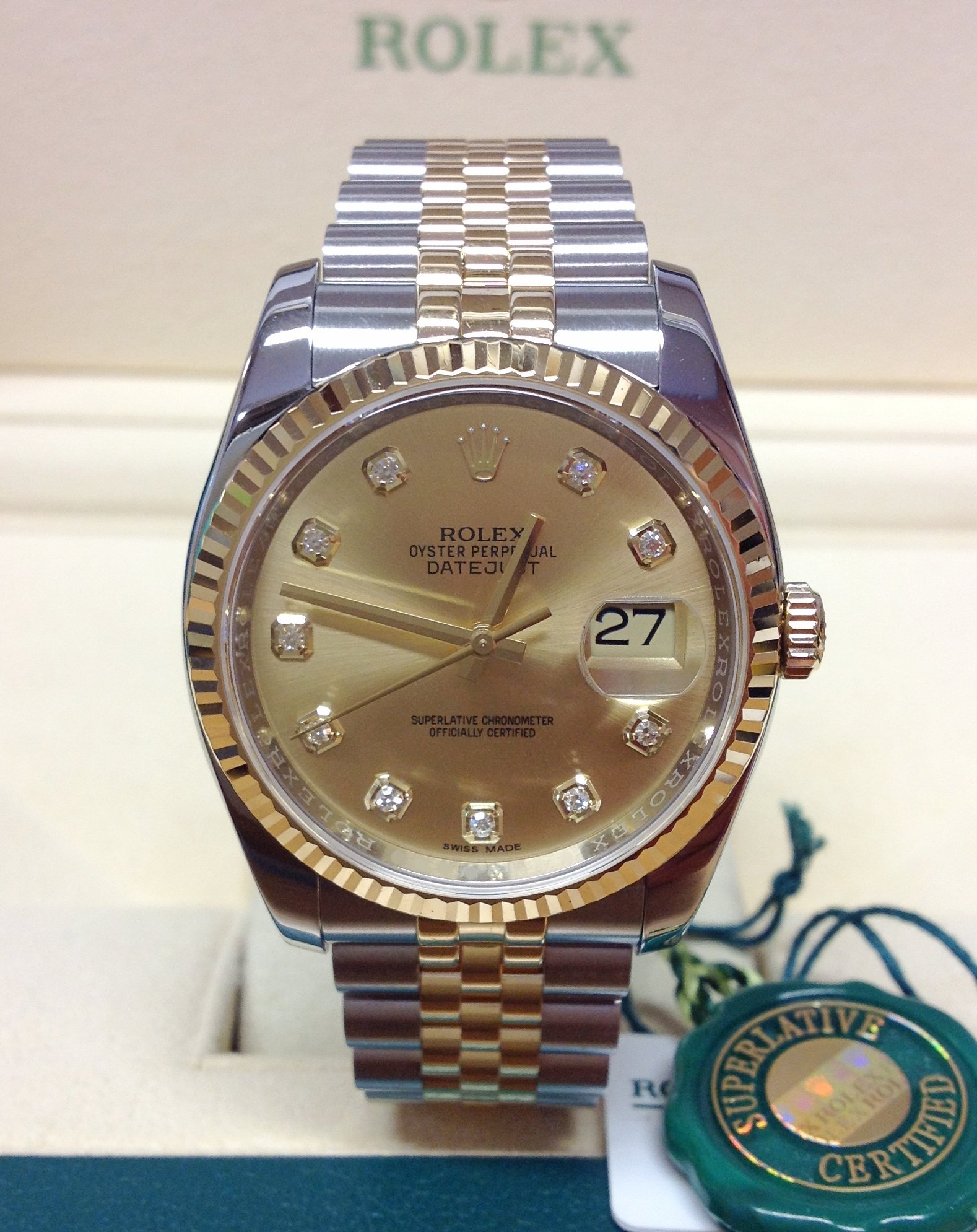Rolex replica Datejust 36mm 116233 Champagne Diamond - immagine 4