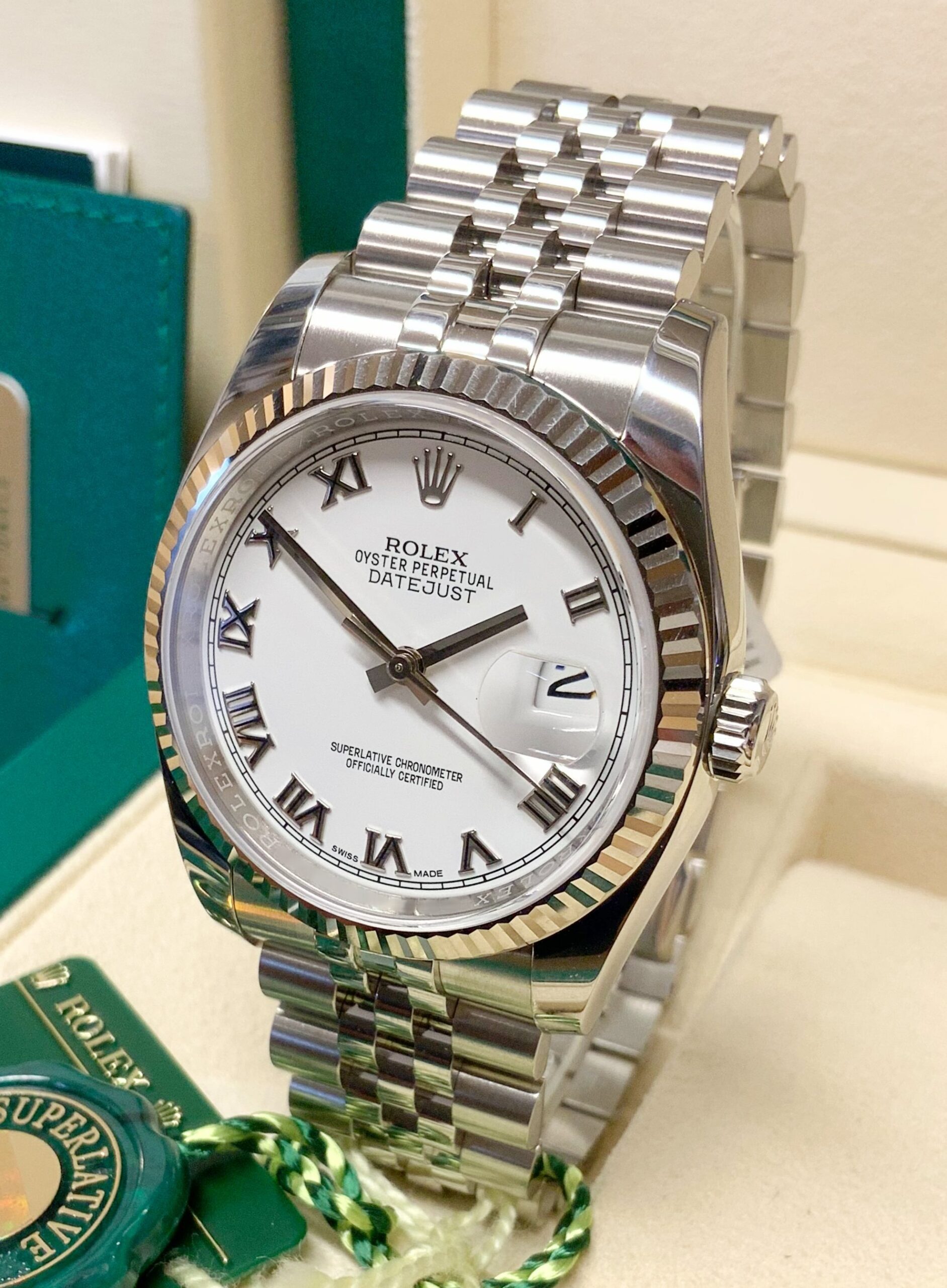 Rolex replica datejust 36mm 116234 white roman dial 3235 clone movement - immagine 2