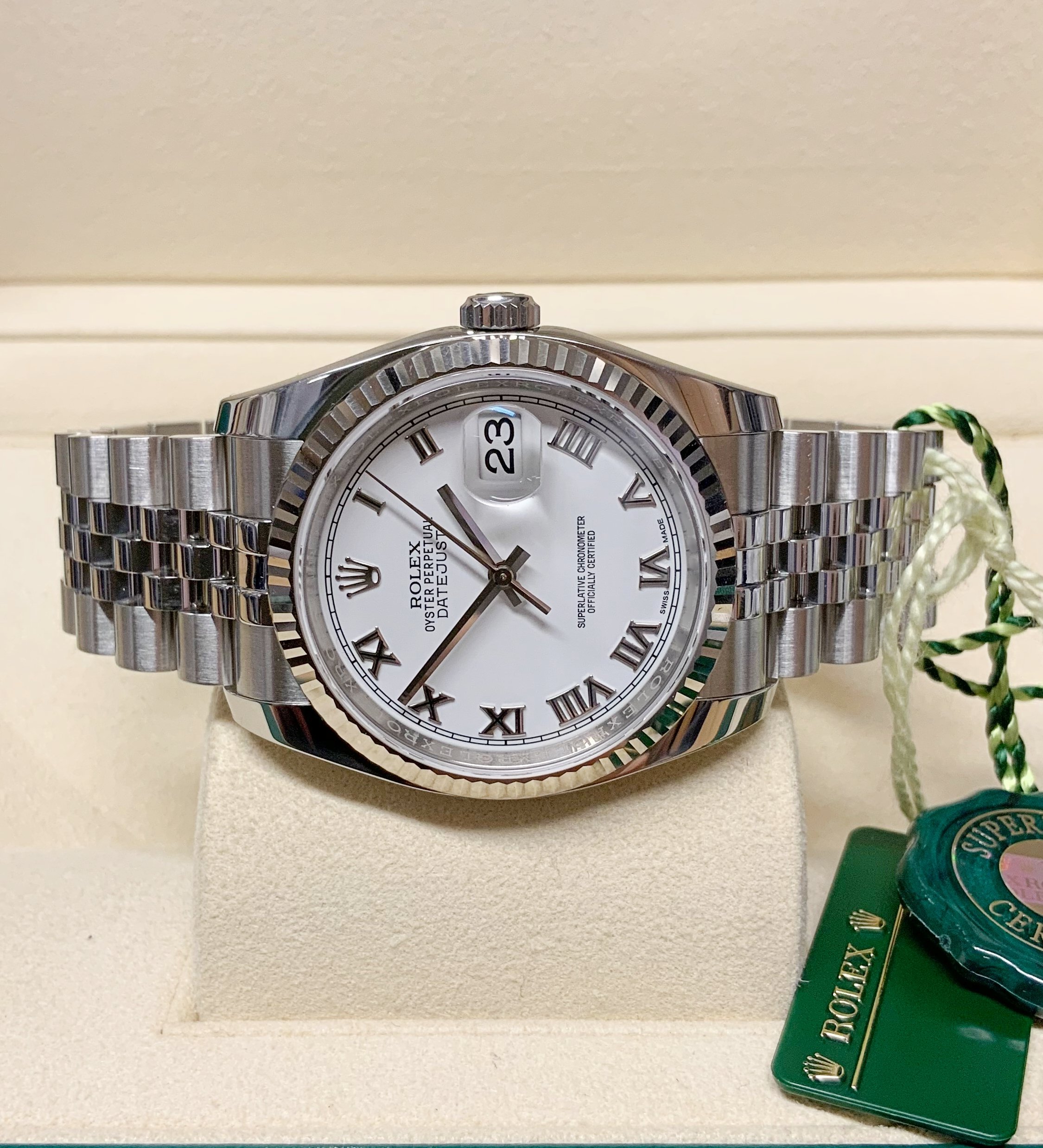 Rolex replica datejust 36mm 116234 white roman dial 3235 clone movement - immagine 3