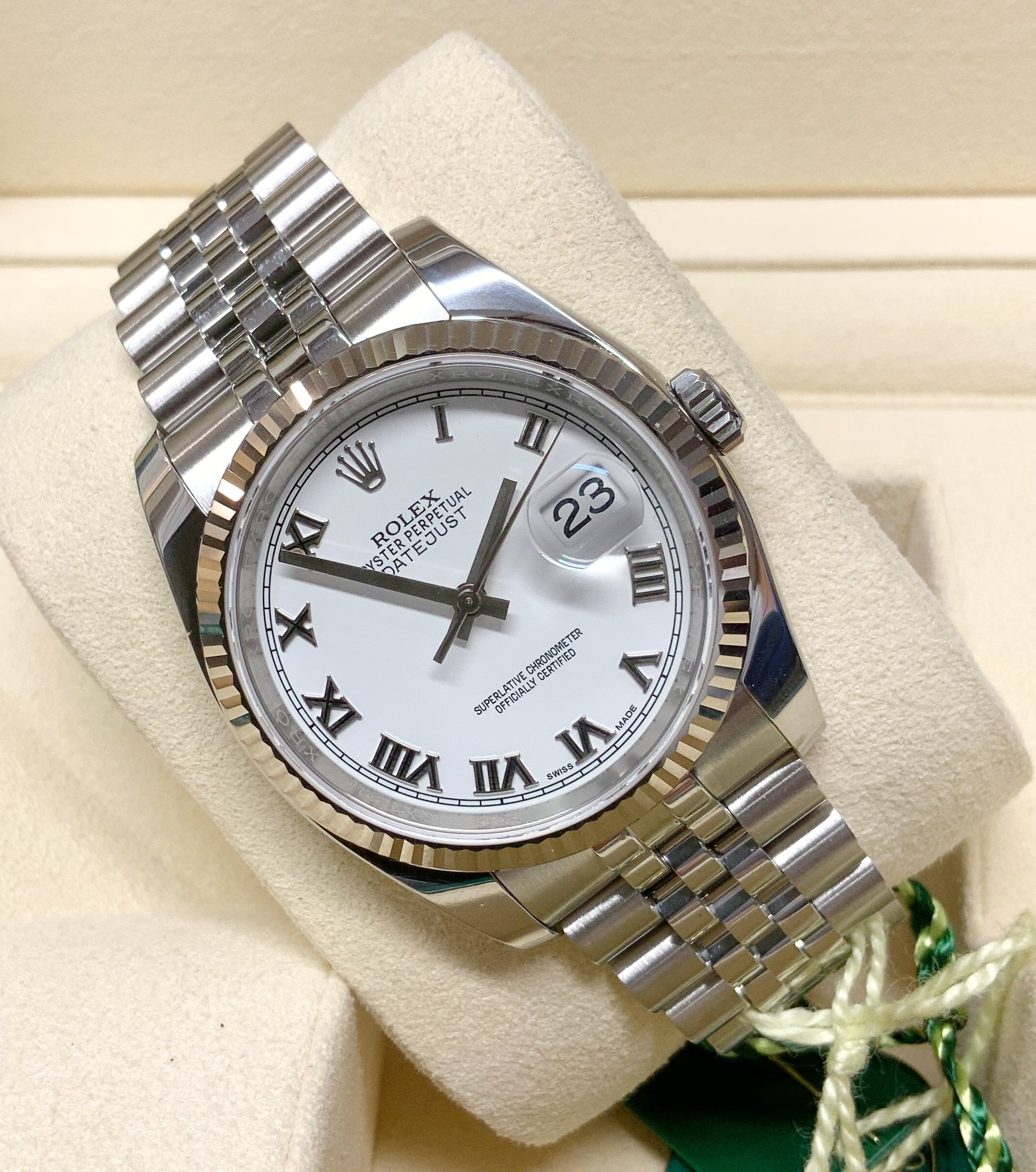 Rolex replica datejust 36mm 116234 white roman dial 3235 clone movement - immagine 4