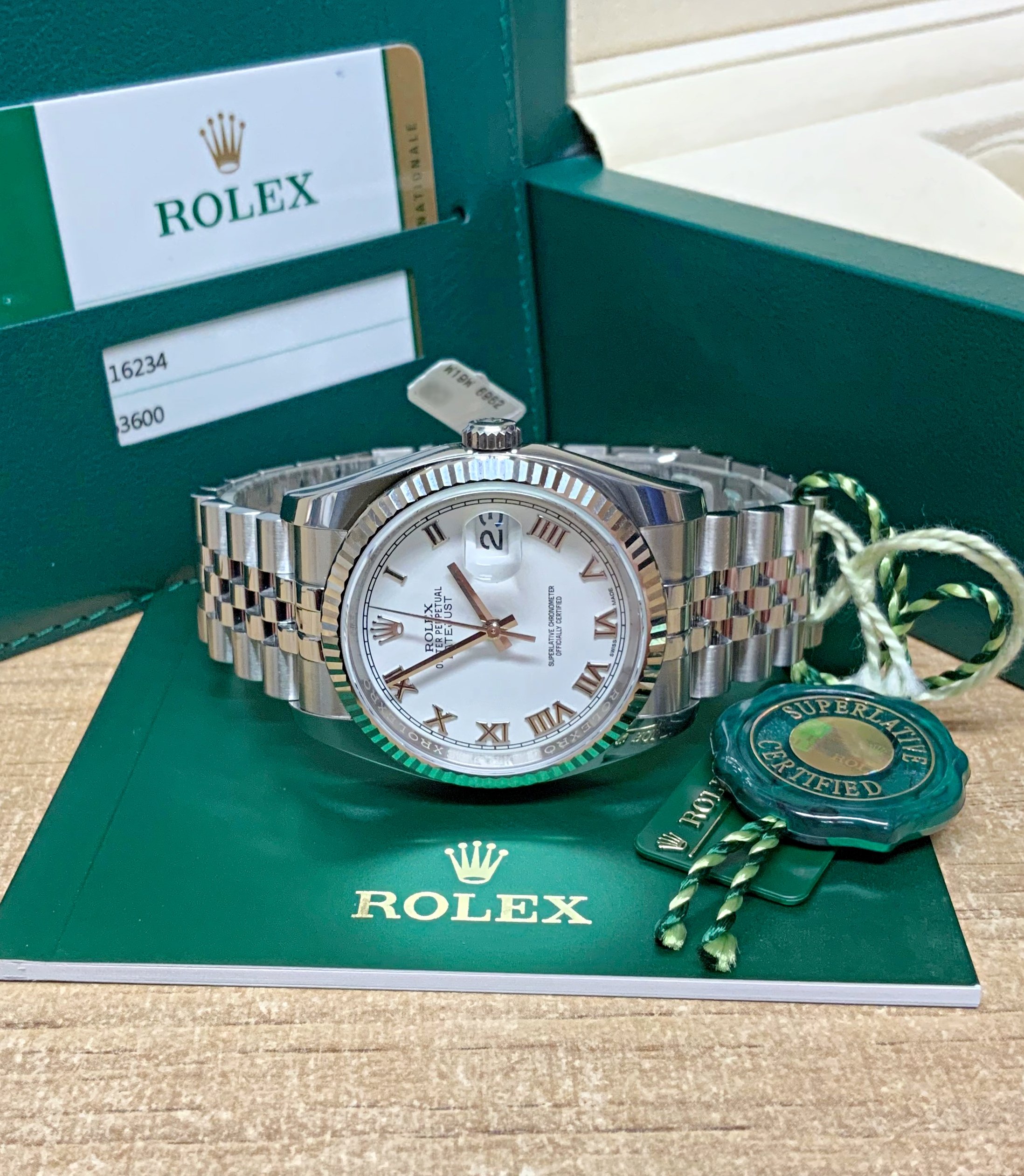 Rolex replica datejust 36mm 116234 white roman dial 3235 clone movement - immagine 5