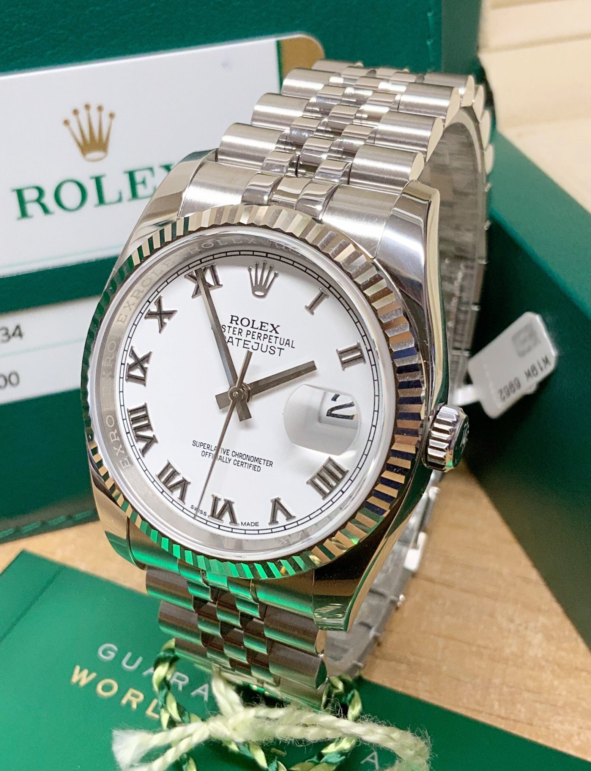 Rolex replica datejust 36mm 116234 white roman dial 3235 clone movement - immagine 6