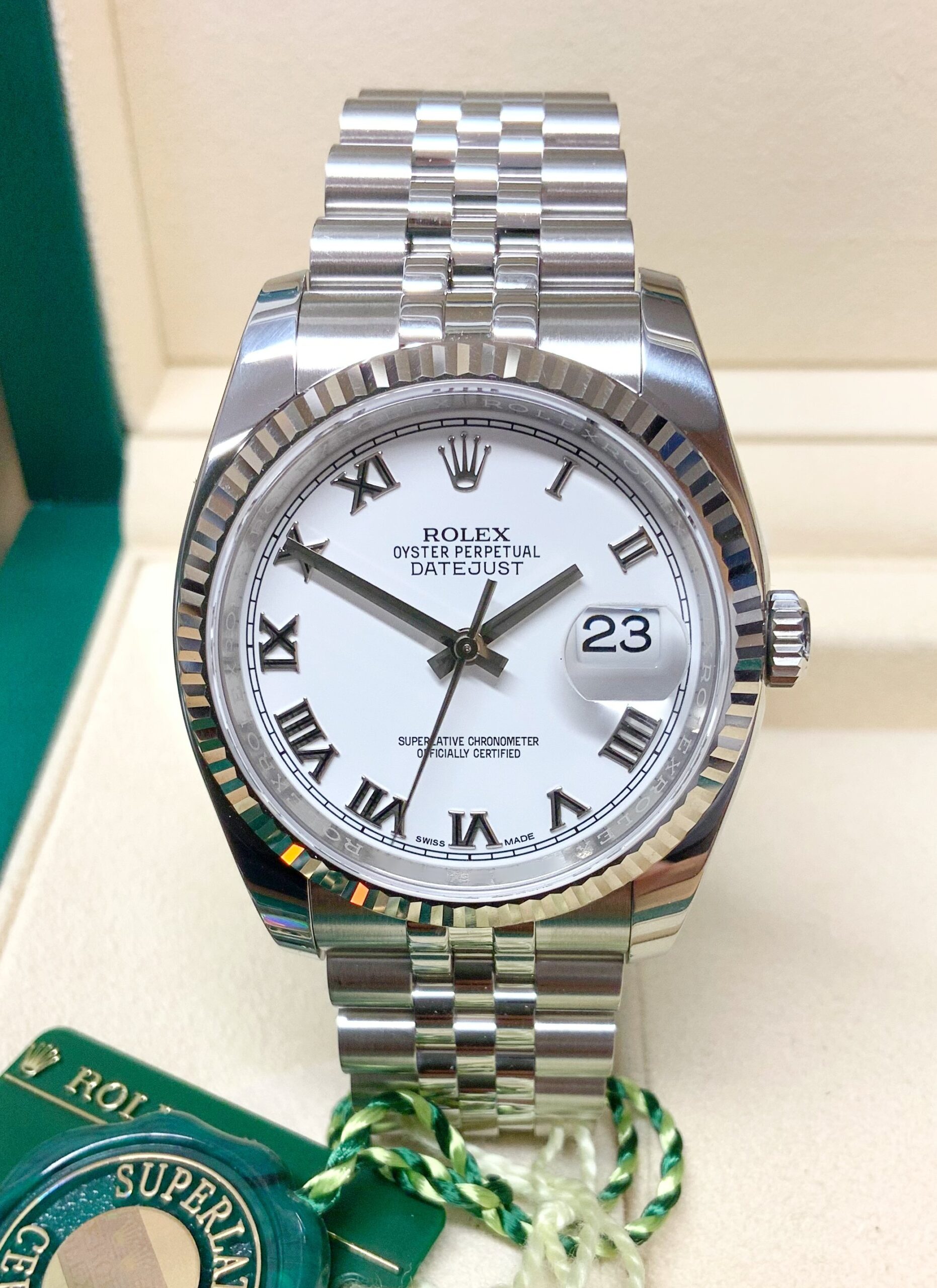 Rolex replica datejust 36mm 116234 white roman dial 3235 clone movement - immagine 7