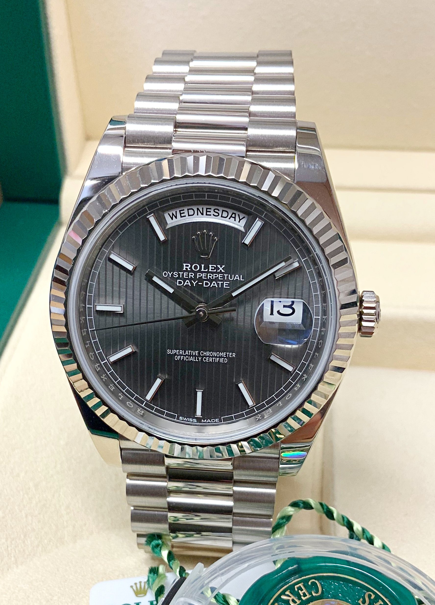 Rolex replica Day-Date II linear dial 40 228239 white gold