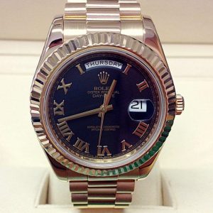 Rolex replica Day-Date II 218238 Black Roman yellow gold