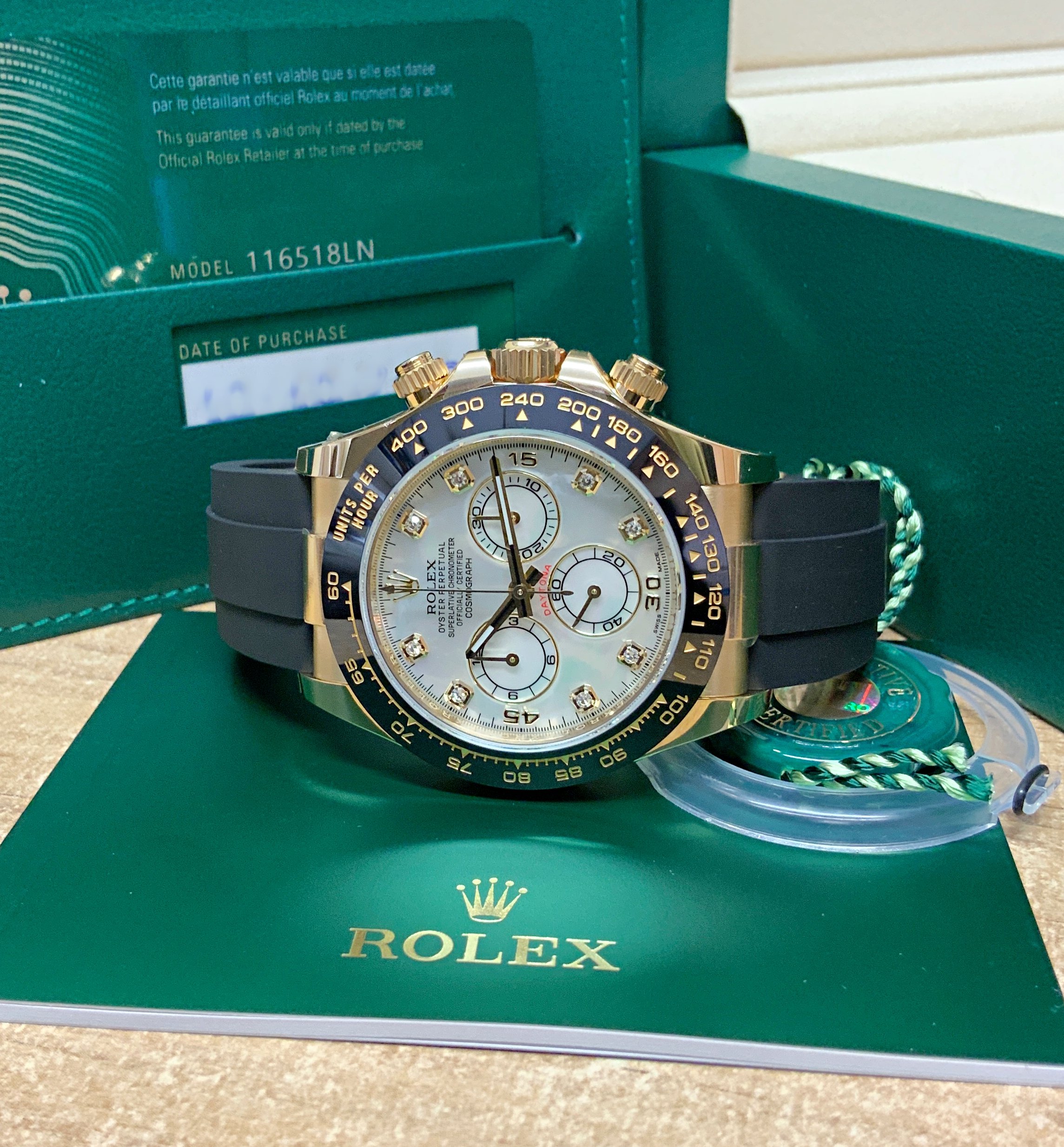 Rolex replica Daytona 116518LN Yellow Gold Oysterflex meteorite dial - immagine 4