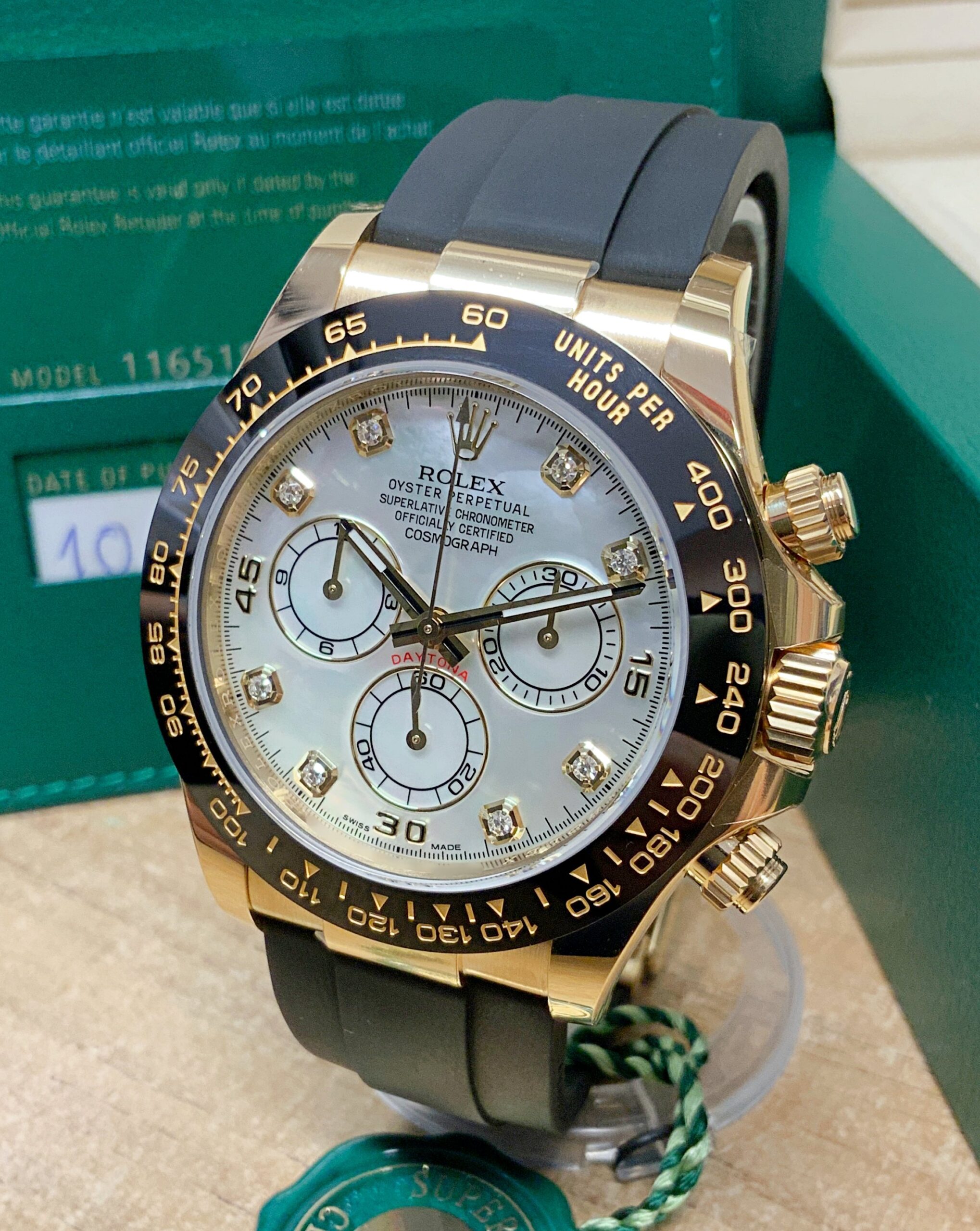 Rolex replica Daytona 116518LN Yellow Gold Oysterflex meteorite dial - immagine 2