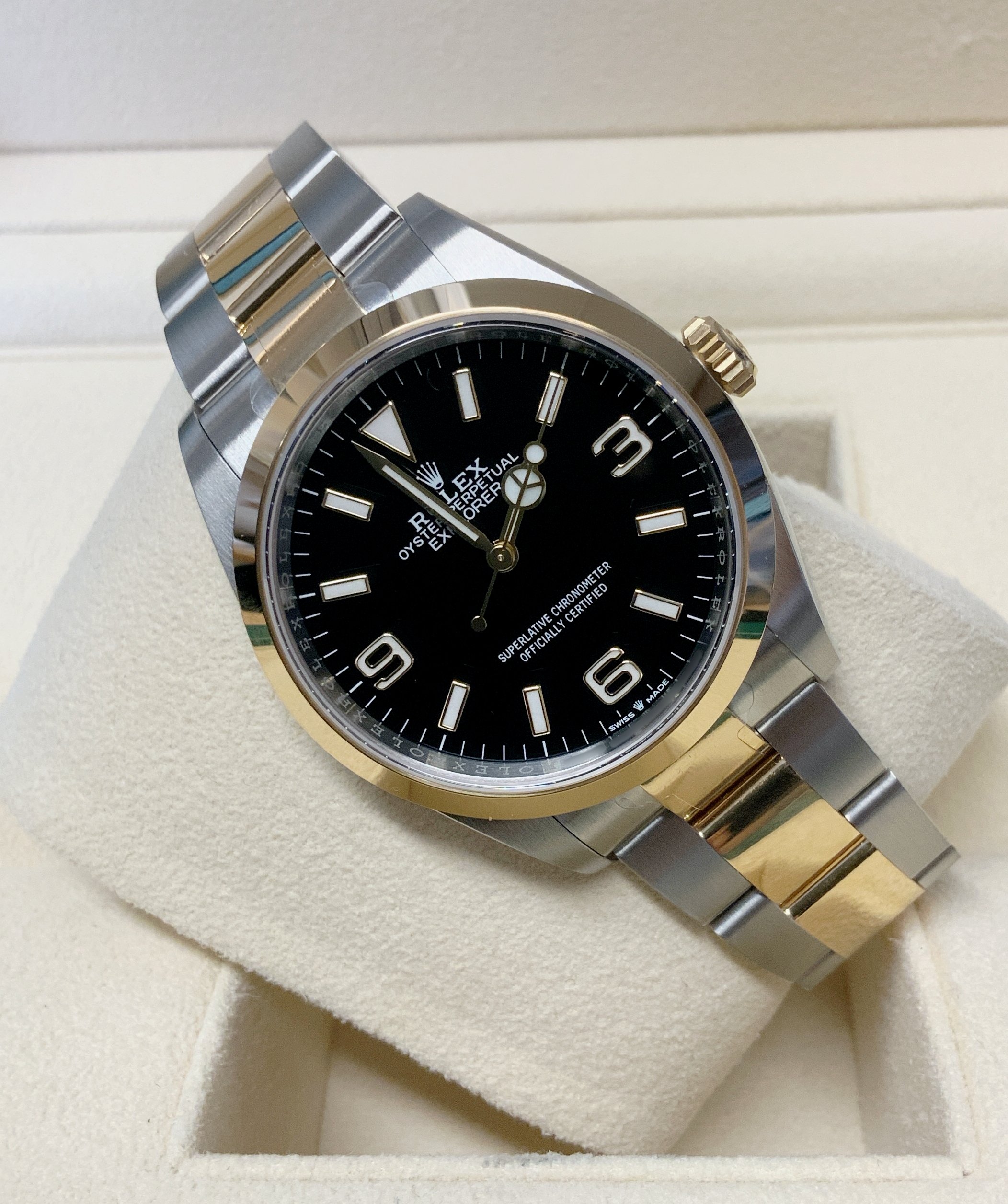 Rolex replica Explorer I 36mm 124273 Black Dial acciaio oro - immagine 7