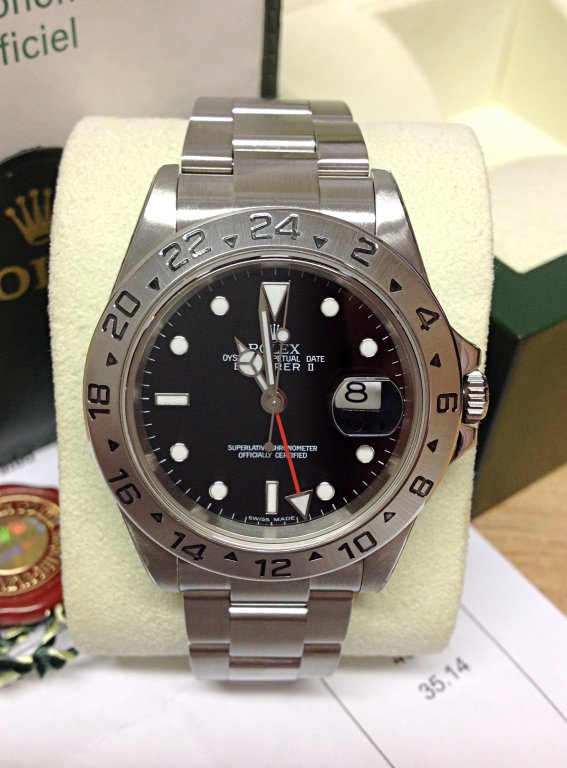 Rolex replica explorer II 16570 old reference black dial - immagine 4