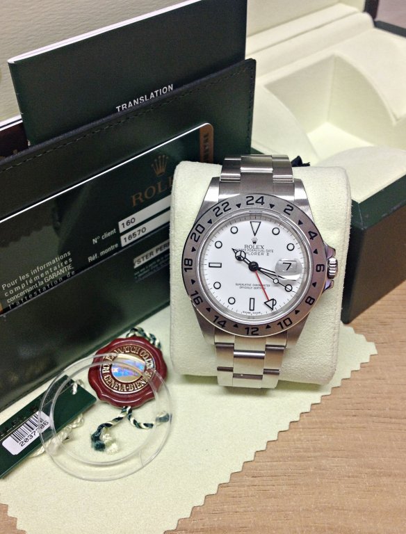 Rolex replica explorer II 16570 old reference white dial - immagine 4