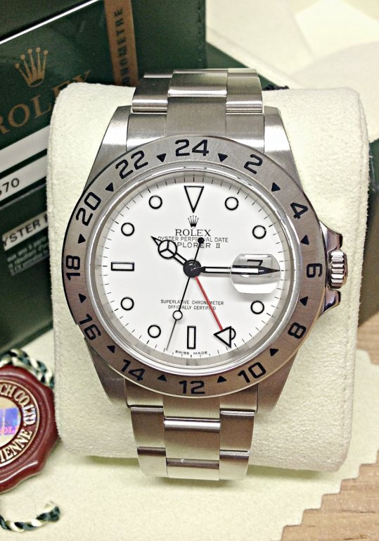 Rolex replica explorer II 16570 old reference white dial - immagine 5