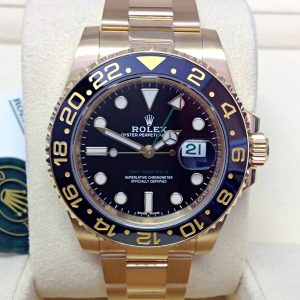 Rolex replica GMT Master II yellow gold 116718LN black dial