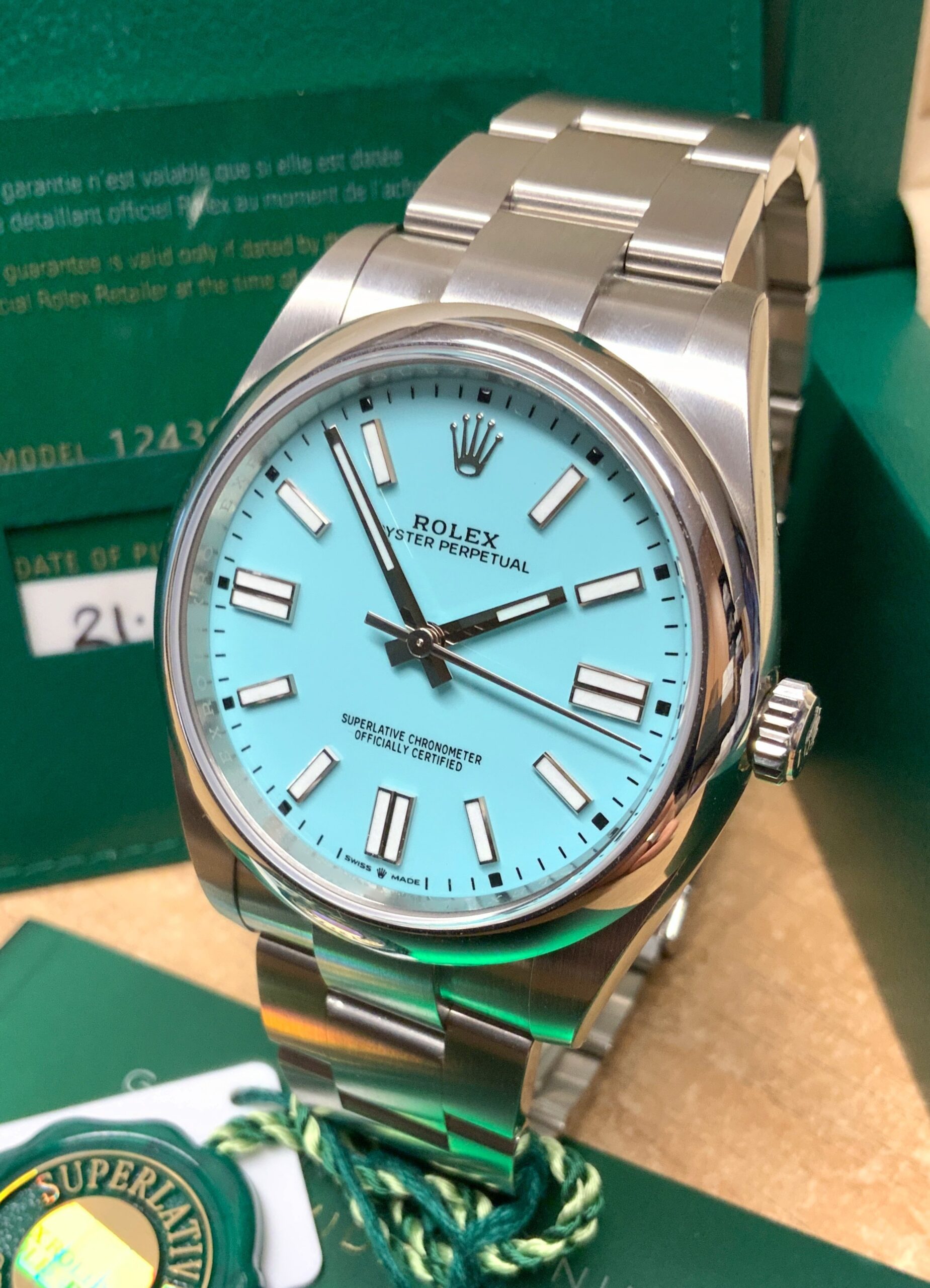 Rolex replica Oyster Perpetual 41 124300 Turquoise Blue - immagine 6