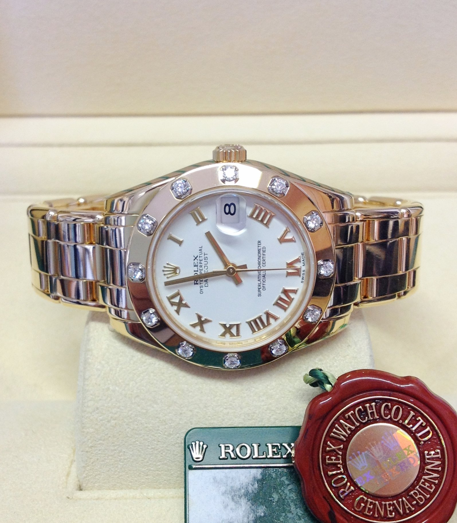 Rolex replica lady pearlmaster yellow gold white dial - immagine 3