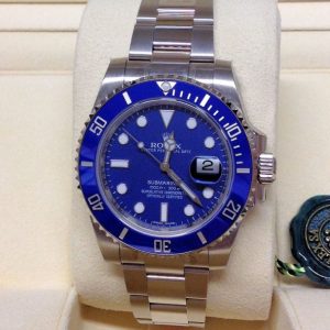 Rolex replica Submariner Date 116619LB White Gold blue bezel blue dial