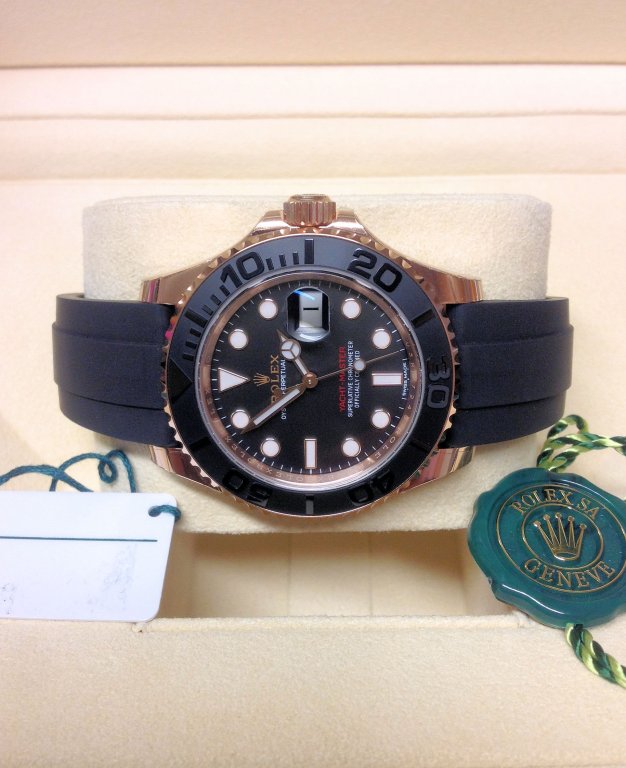 Rolex replica yacht master I rose gold basilea strip rubber-b orologio replica copia - immagine 2